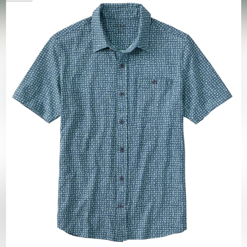 Men's Lakewashed® Organic Cotton Button-Front Shirt, Short-Sleeve, Print